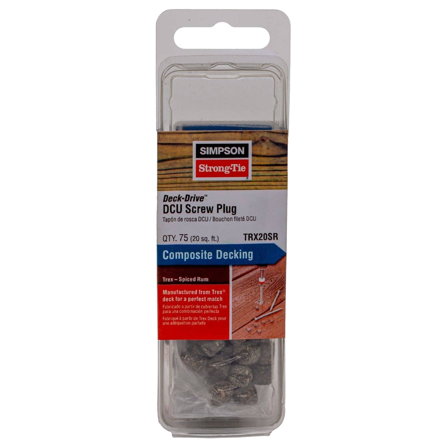 Simpson Strong-Tie TRX20SR Deck-Drive DCU Screw Plug, Trex Spiced Rum, 75-Pack