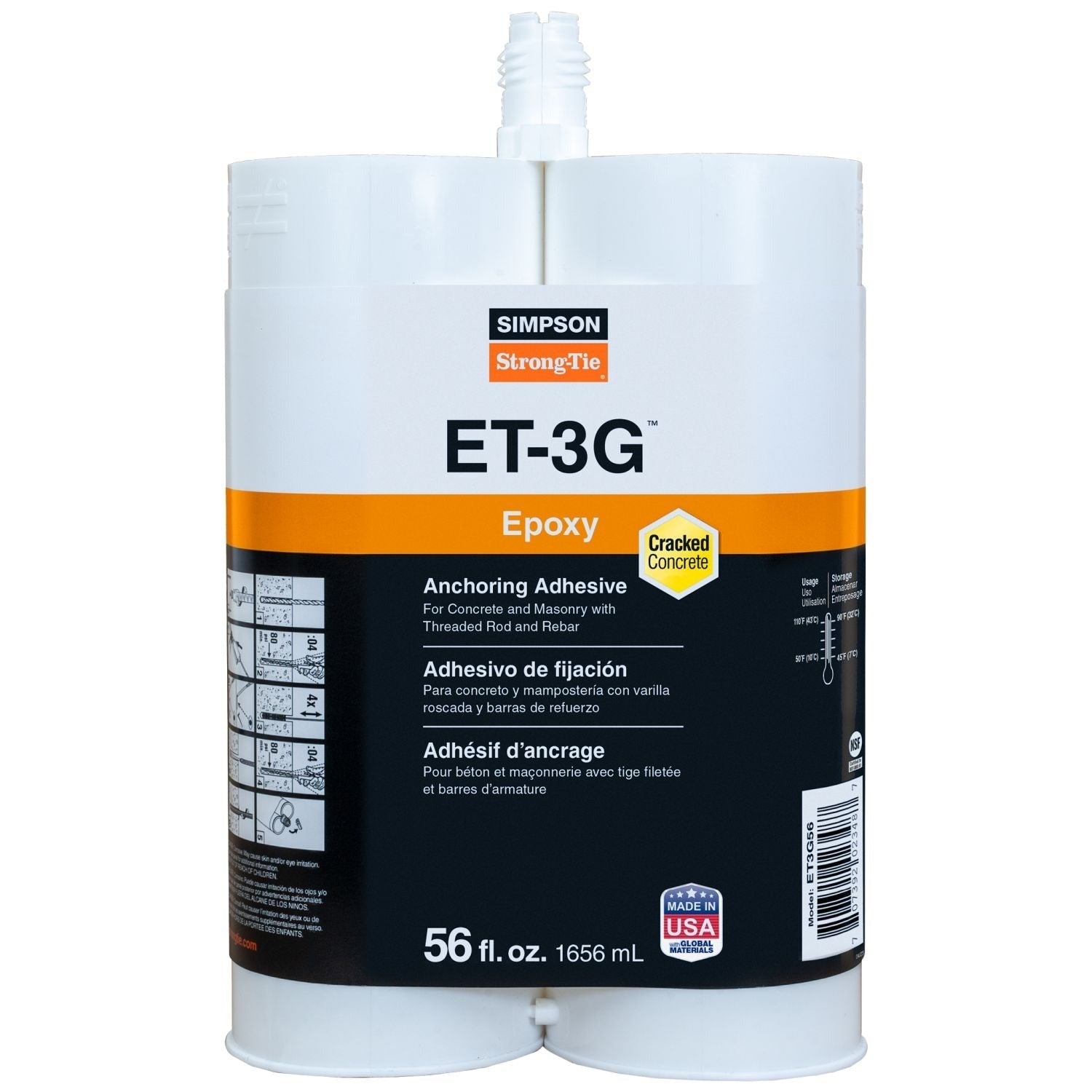 Simpson Strong-Tie ET3G56 ET-3G 56 oz. Epoxy Adhesive Cartridge