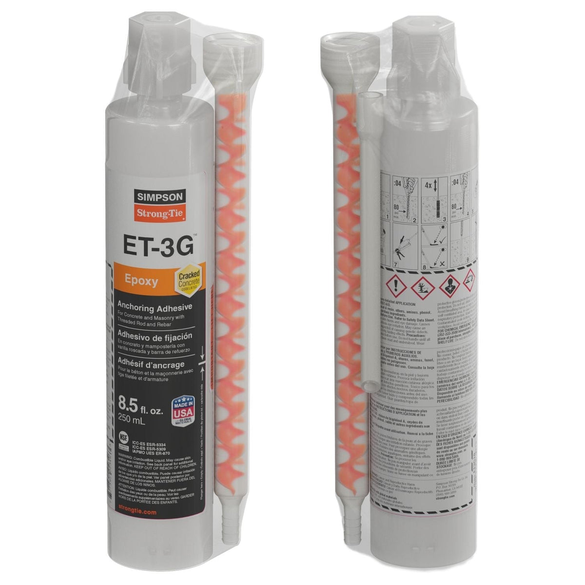Simpson Strong-Tie ET-3G 8.5-oz. Epoxy Adhesive Cartridge w/ Nozzle and Extension (ET3G10)