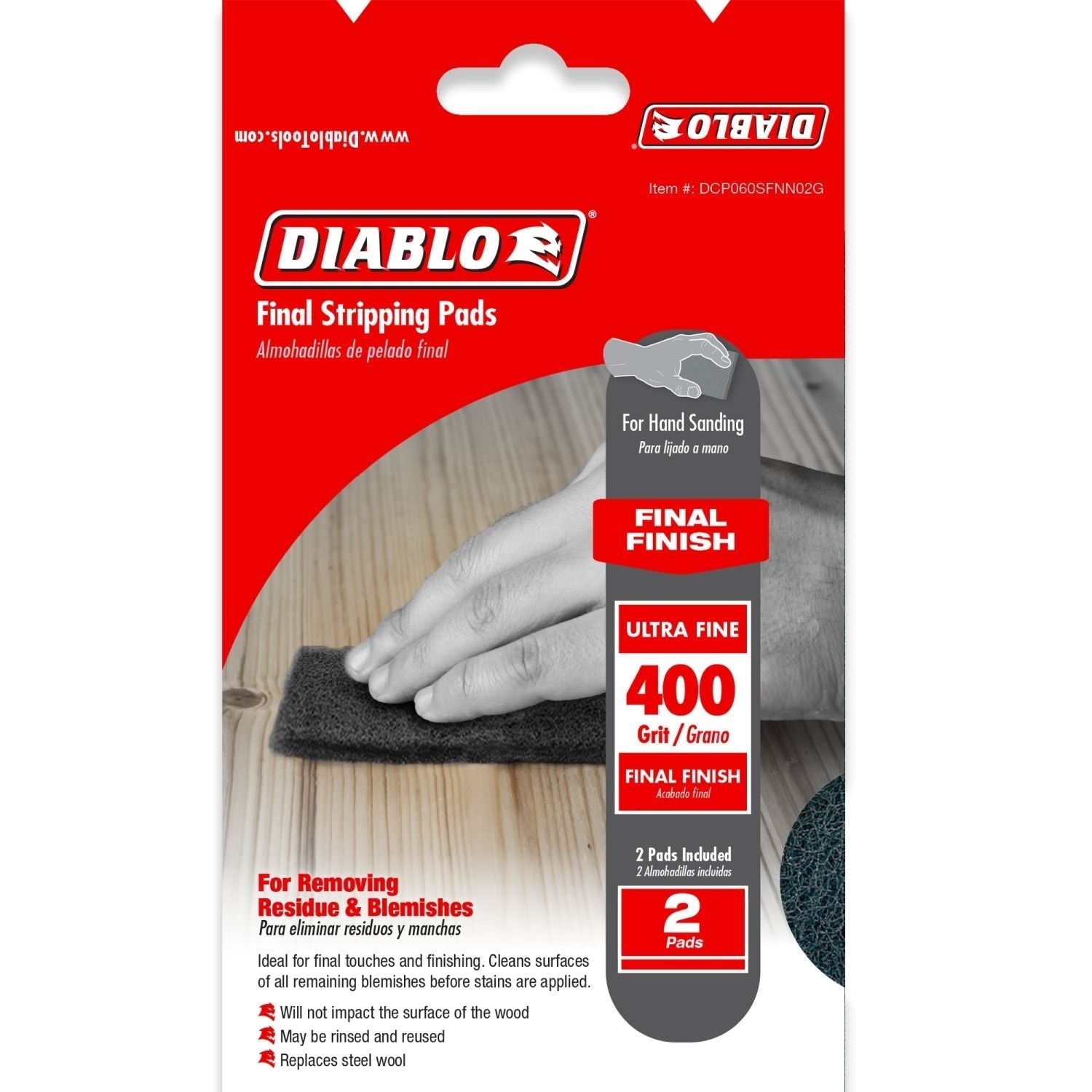 Diablo DCP060SFNN02G 400-Grit (Ultra Fine) Final Stripping Pads, 2-Pack