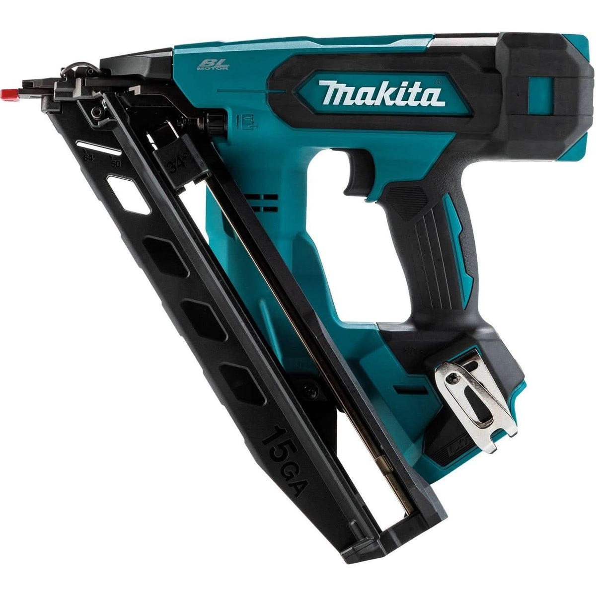Makita XNB08Z 18V LXT Brushless 2-1/2” Angled Finish Nailer, 15 Ga. with 5.0Ah Battery