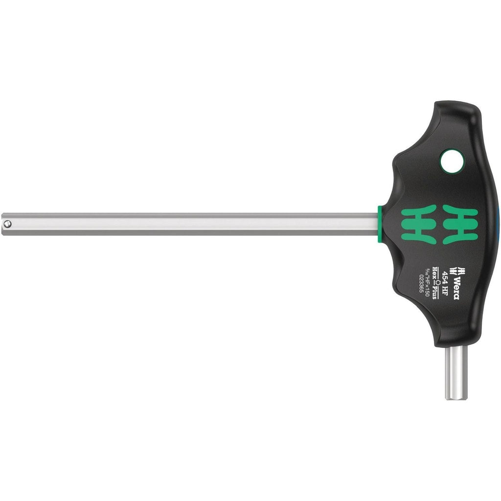 Wera 454 Hf T-Handle Hexagon Screwdriver Hex-Plus With Holding Function, Imperial, 5/16-in.x150-mm.