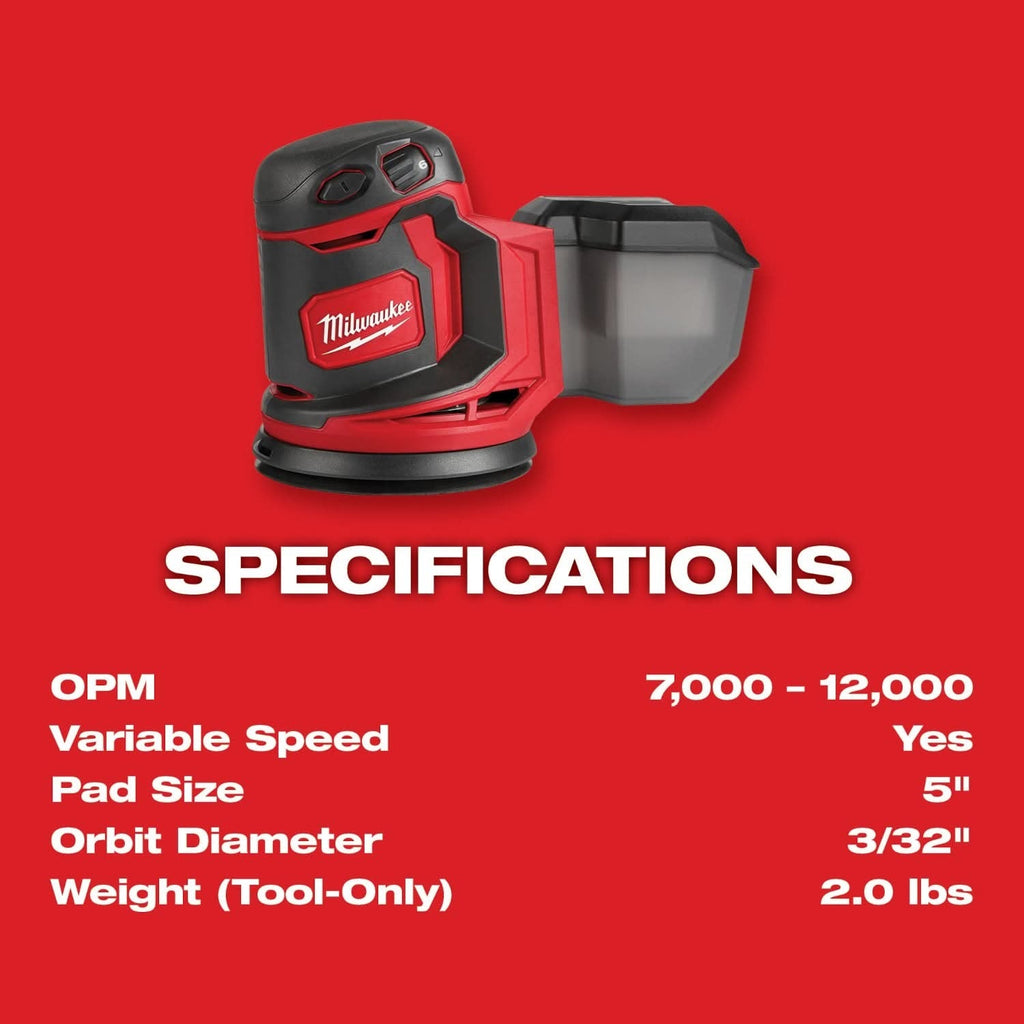 Milwaukee M18 Cordless 5-in. Random Orbit Sander, Tool Only (PROMO)
