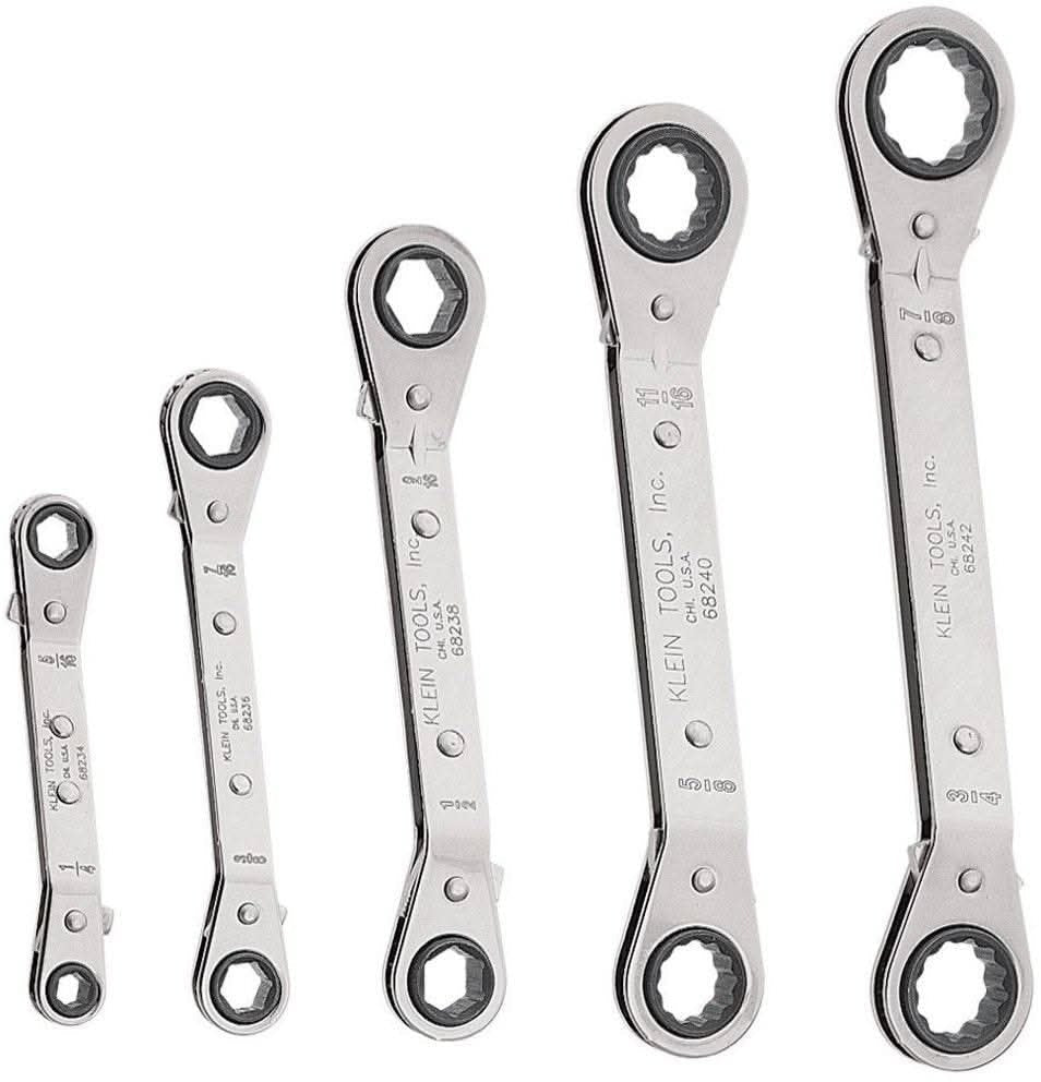Klein 68245 Reversible Ratcheting Box Wrench Set, 5-Piece