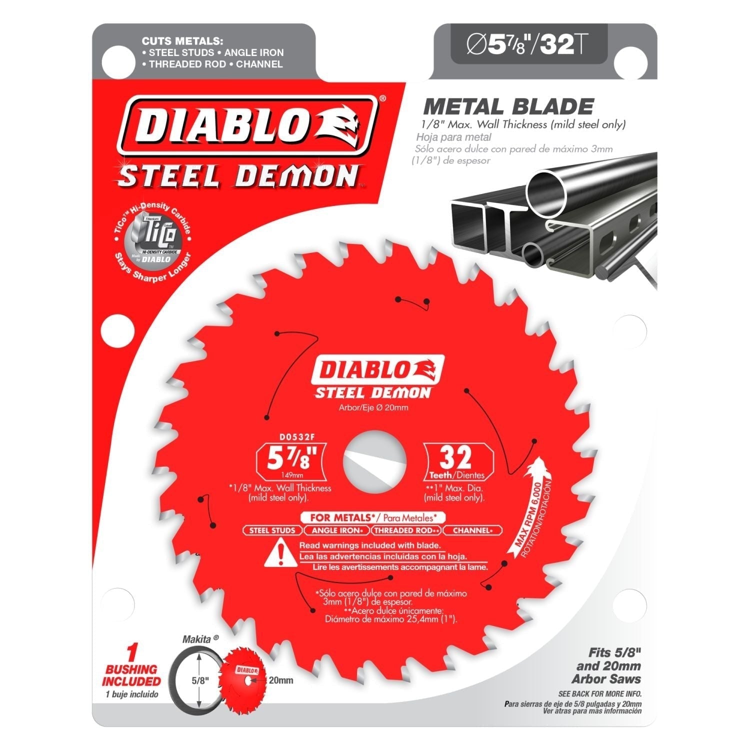 Diablo D0532F 5-7/8-in. x 32-Teeth Steel Demon Saw Blade for Medium Metal