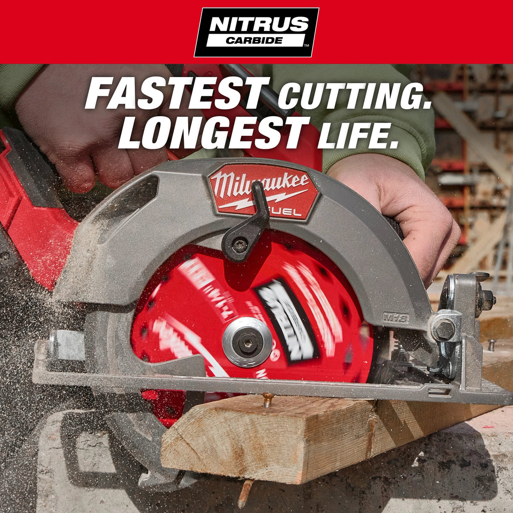Milwaukee 7-1/4-in. 24-Tooth NITRUS Carbide Framing & Demolition Circular Saw Blade, 10-Pack (48-41-0750)