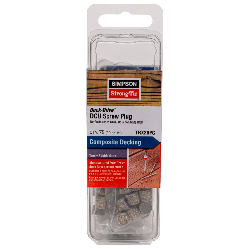 Simpson Strong-Tie TRX20PG Deck-Drive DCU Screw Plug, Trex Pebble Gray, 75-Pack