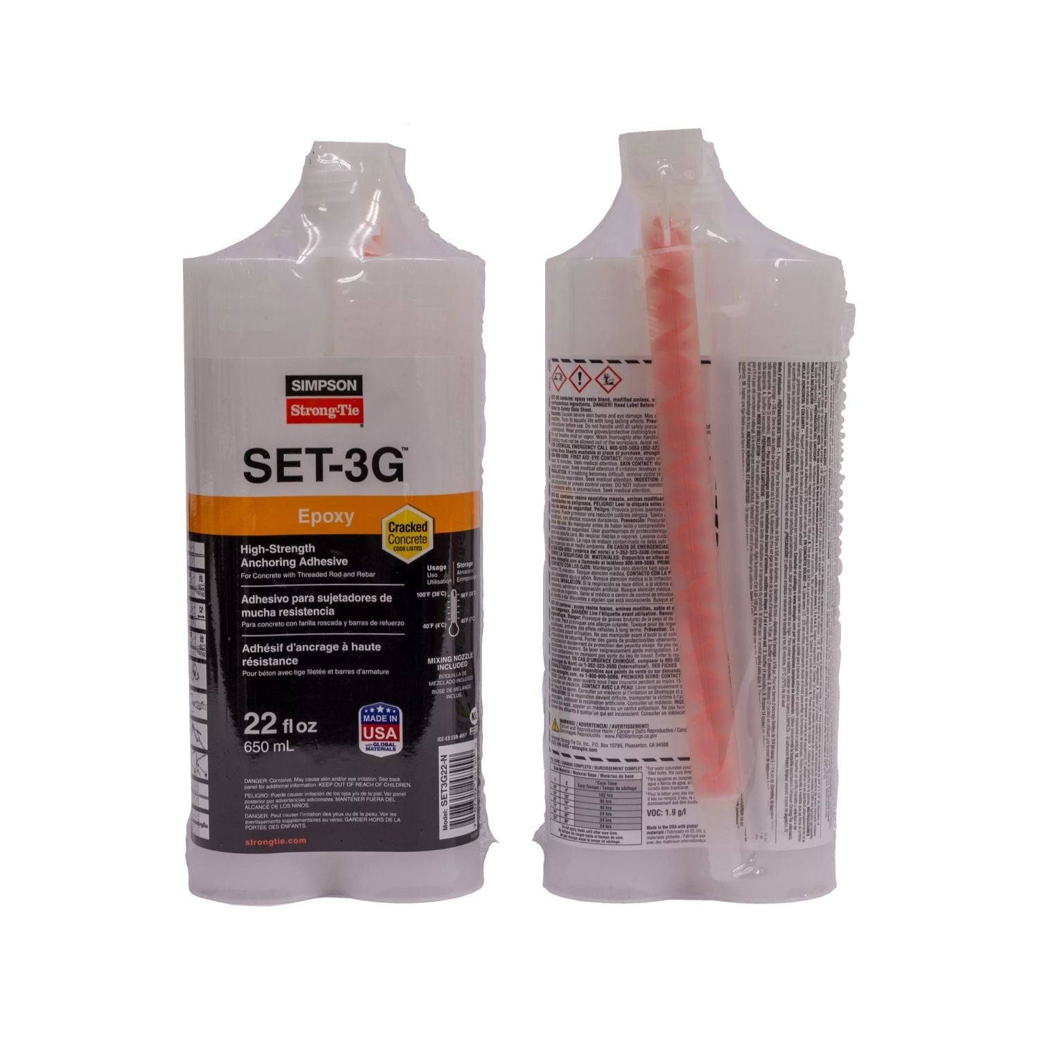 Simpson Strong-Tie 22-oz. High-Strength Epoxy Adhesive w/ Nozzle and Extension (SET3G22-N)
