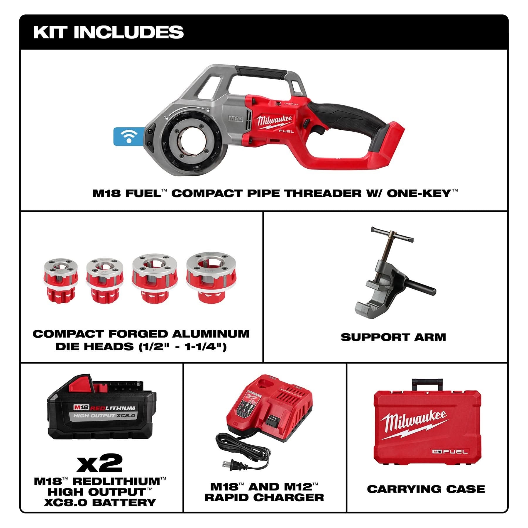 Milwaukee 2870-22 M18 FUEL Compact Pipe Threader