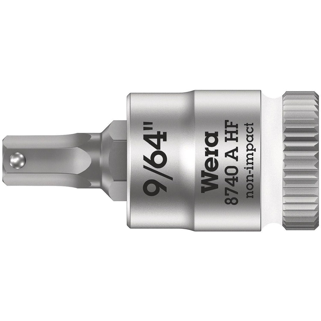 Wera 8740 A Hf Zyklop Bit Socket With Holding Function, 1/4-in. Drive, 9/64-in.x28-mm.
