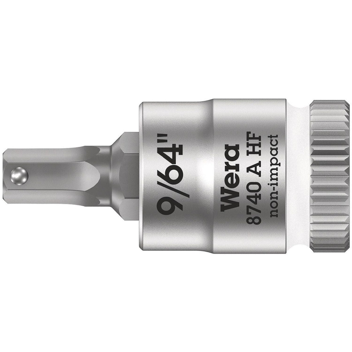 Wera 8740 A Hf Zyklop Bit Socket With Holding Function, 1/4-in. Drive, 9/64-in.x28-mm.