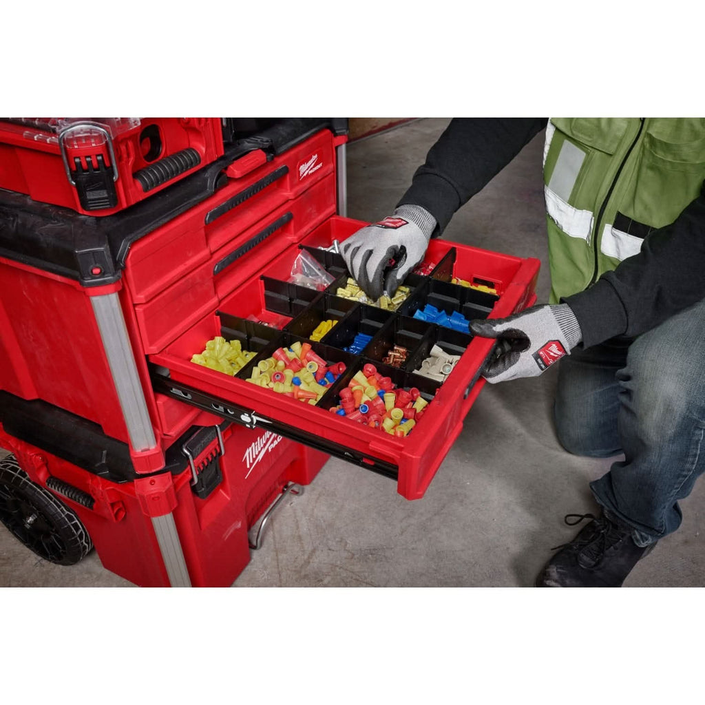 Milwaukee 48-22-8444 PACKOUT 4-Drawer Tool Box + 48-22-8431 PACKOUT Low-Profile Organizer