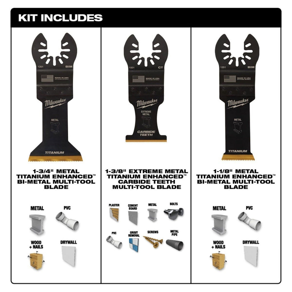 Milwaukee 49-10-9006 Open-Lok Metal Cutting Multi-Tool Blade, Variety Pack, 3-Pieces