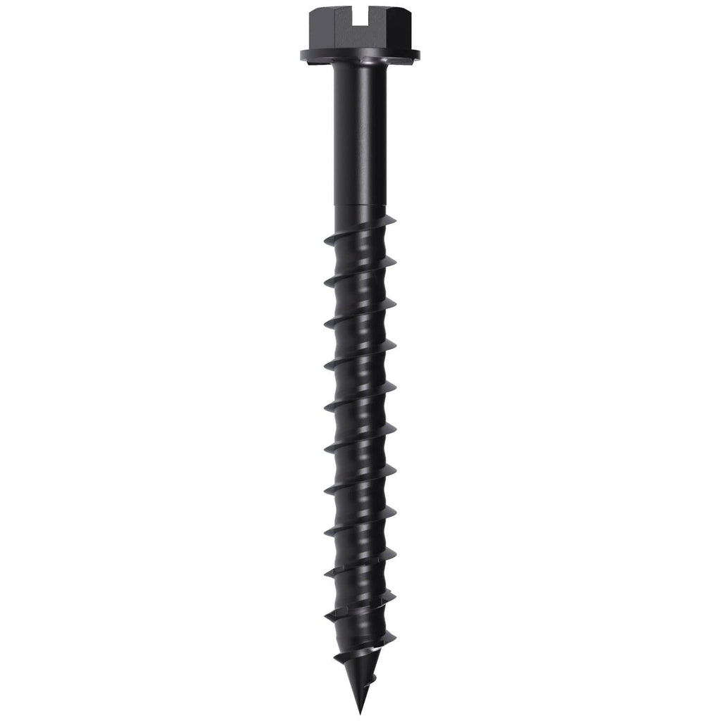 Simpson Strong-Tie TNTBL25214H Titen Turbo, 1/4-in. x 2-1/4-in. Hex-Head Concrete and Masonry Screw, Black, 100-Pack