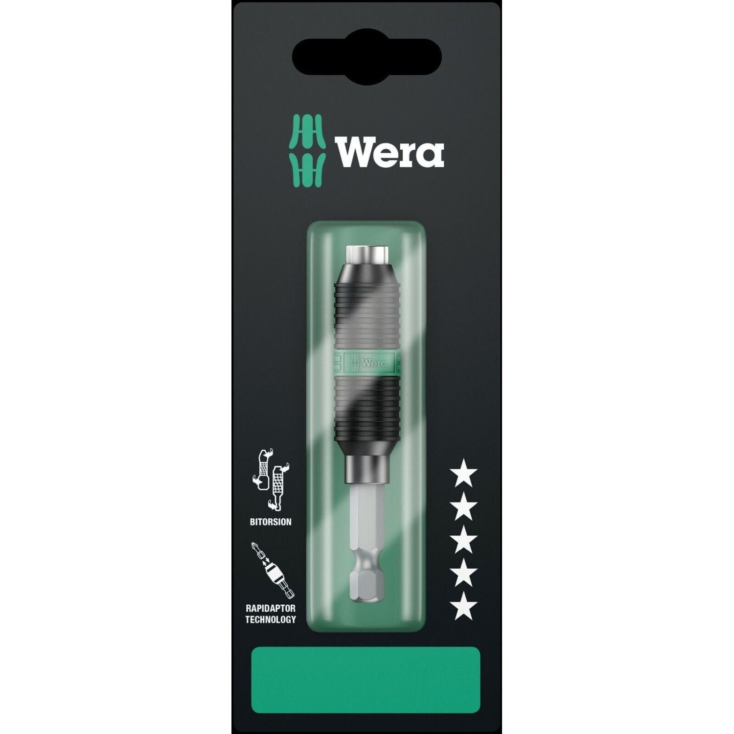 Wera 897/4 R SB Rapidaptor Bitorsion Universal Bit Holder, 1/4-in.x75-mm.