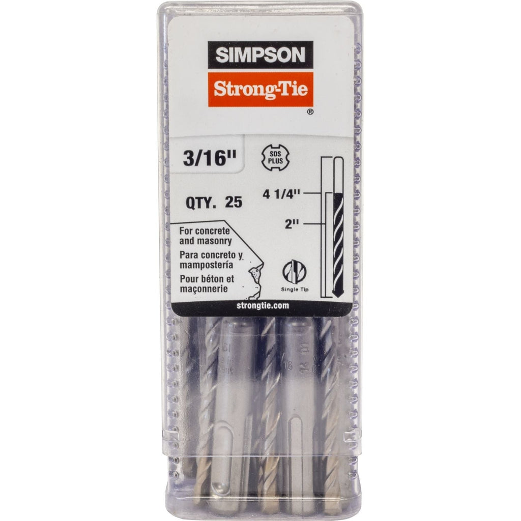 Simpson Strong-Tie MDPL01804-R25 3/16-in. x 4-1/4-in. SDS-plus Shank Drill Bit, 25-Pack