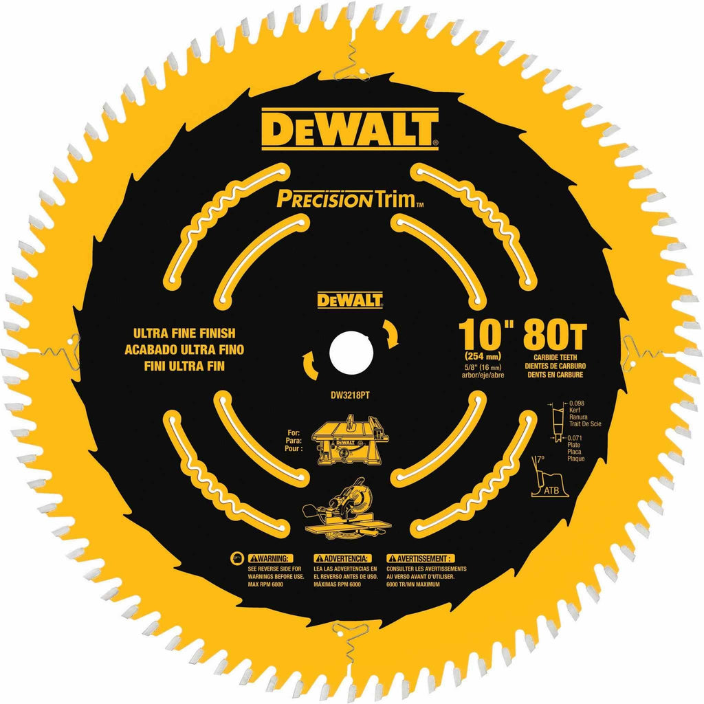 DeWalt DW3218P-Tooth 10 in. 80-Tooth Fine Crosscutting Saw Blade
