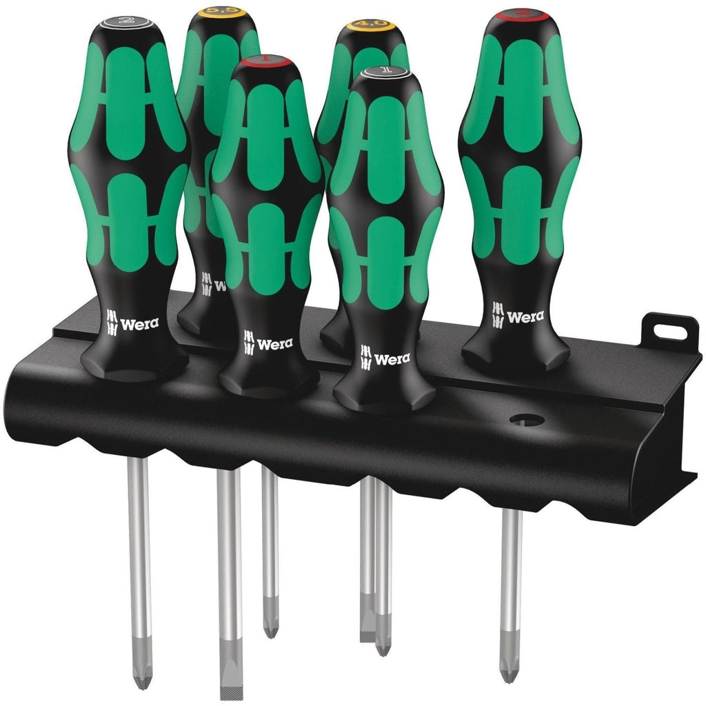 Wera 335/350/355/6 Screwdriver Set Kraftform Plus Lasertip And Rack, 6-Pieces