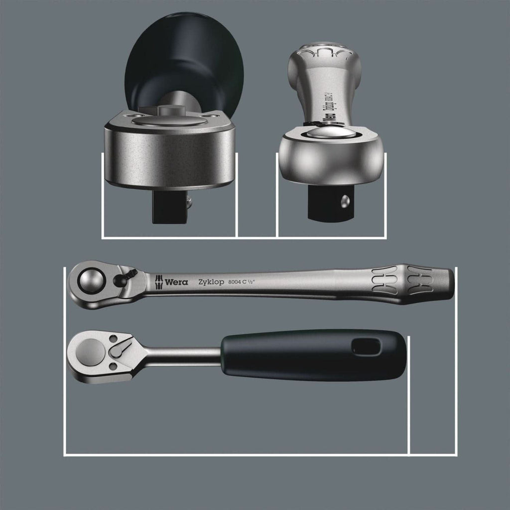 Wera 8100 Sa 11 Zyklop Metal Ratchet Set With Switch Lever, 1/4-in. Drive, Imperial, 28-Pieces