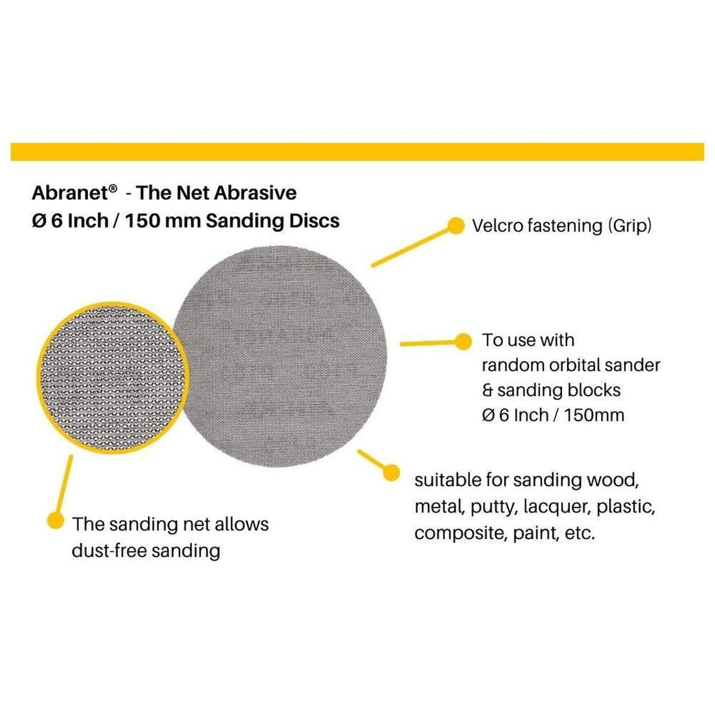 Mirka Abranet 5-in. 150 Grit Mesh Sanding Disc Hook and Loop 10-Pack (9A-232-150)