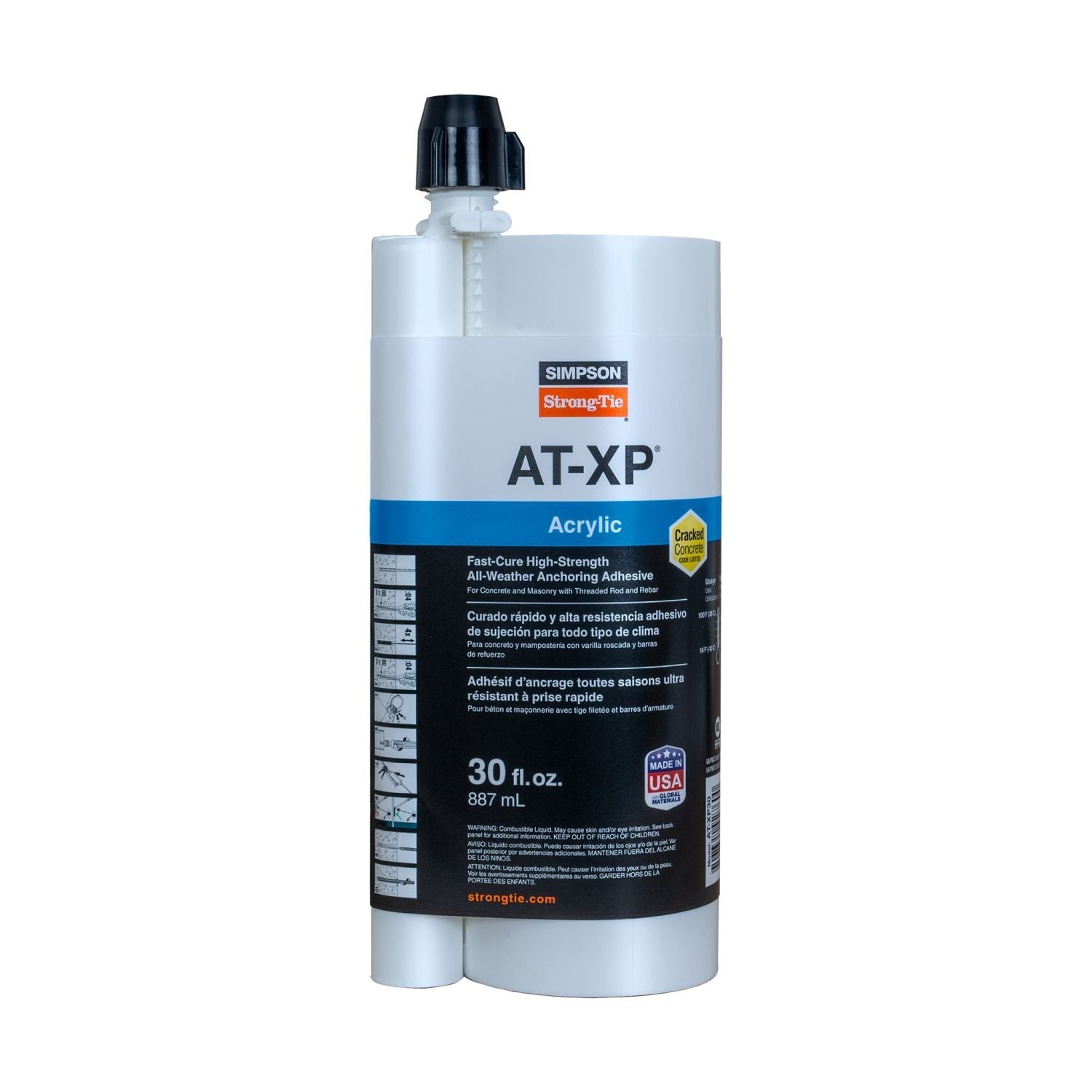Simpson Strong-Tie AT-XP 30-oz. High-Strength Acrylic Anchoring Adhesive Cartridge w/ Nozzle (AT-XP30)