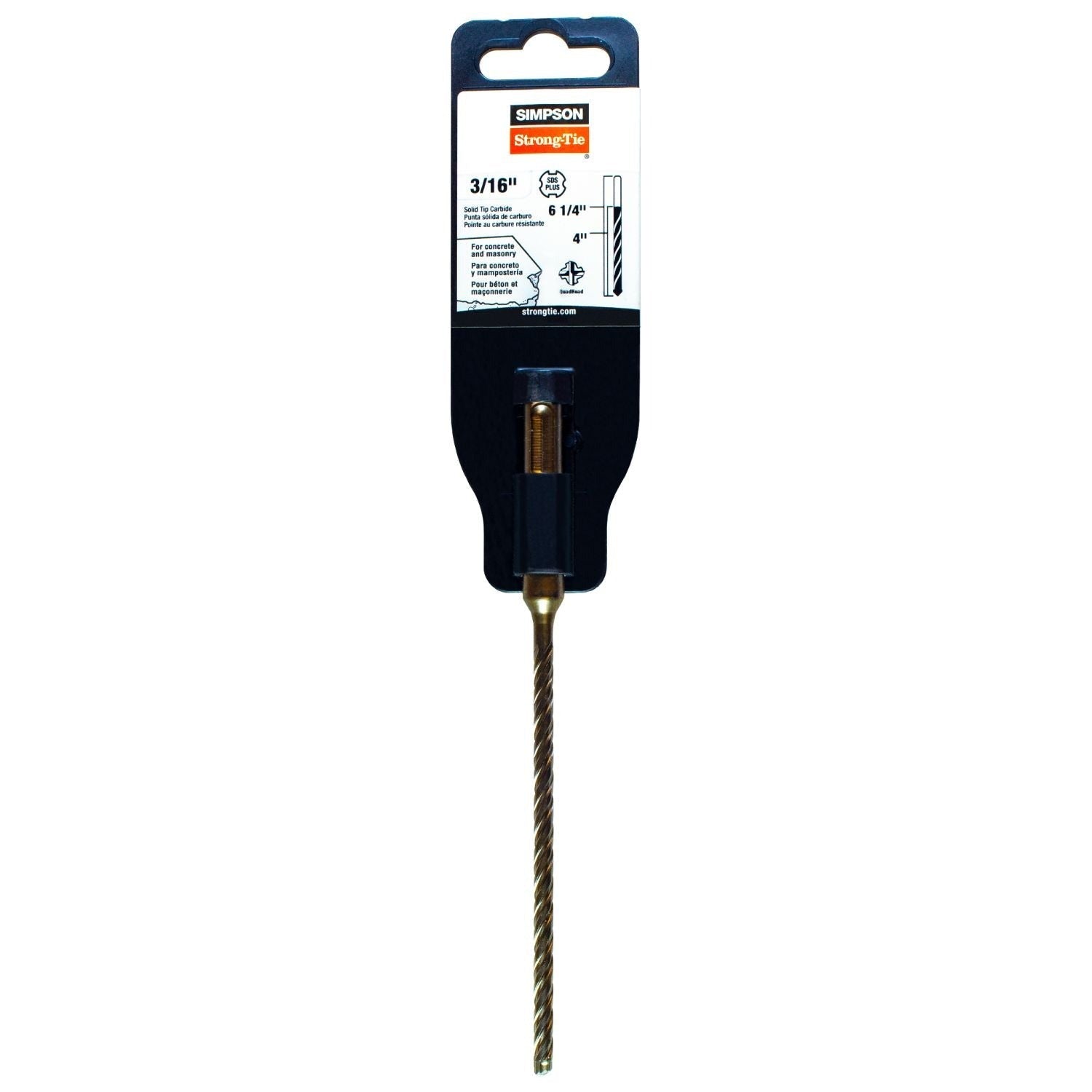 Simpson Strong-Tie MDPL01806S 3/16-in. x 6-1/4-in. SDS-plus Shank Solid-Tip Carbide Drill Bit