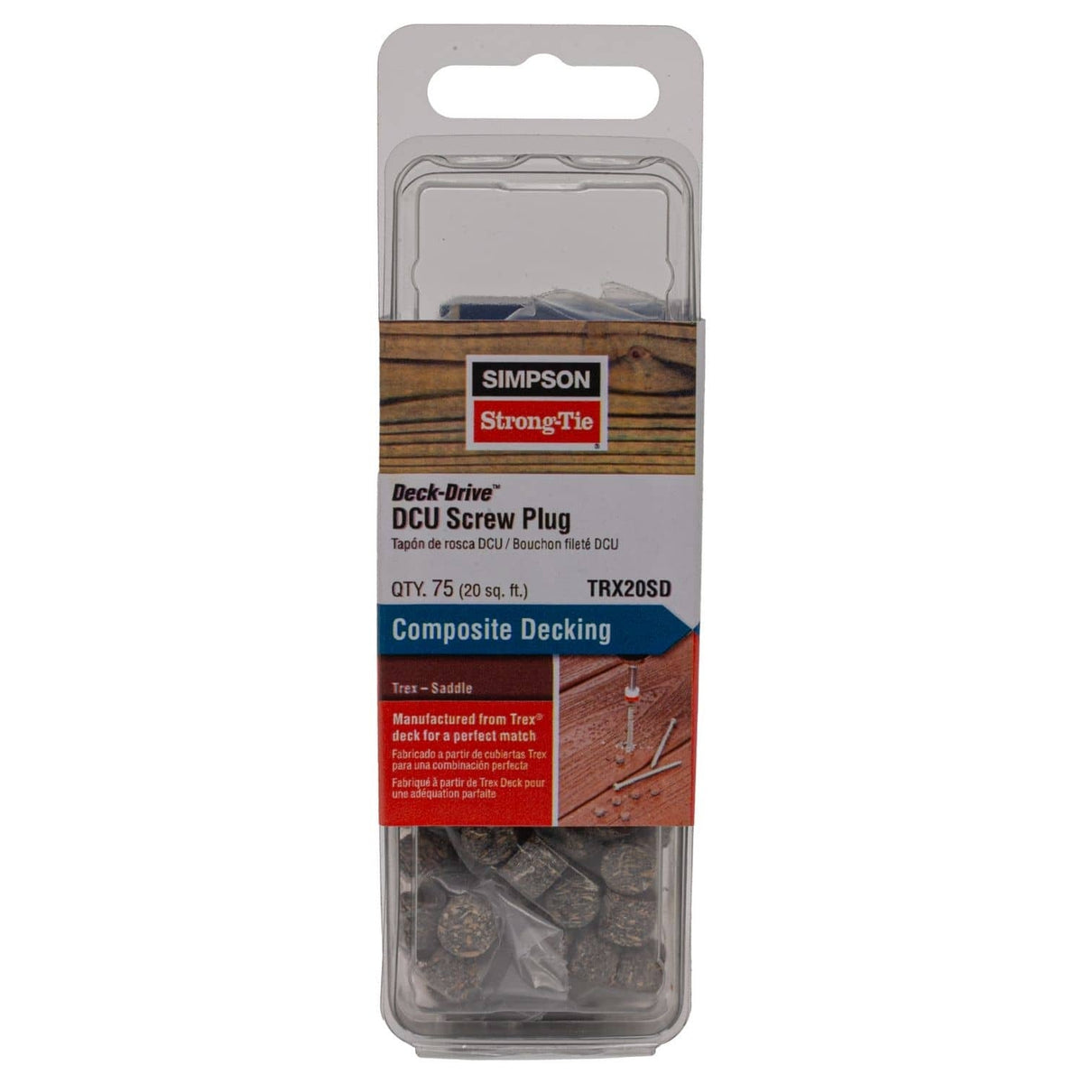 Simpson Strong-Tie TRX20SD Deck-Drive DCU Screw Plug, Trex Saddle, 75-Pack