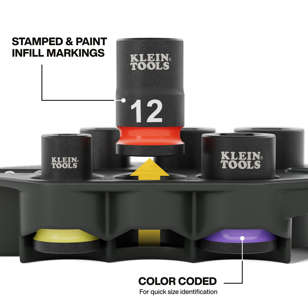 Klein 33808M Grab-And-Go Impact Socket Set, Metric, 7-Piece