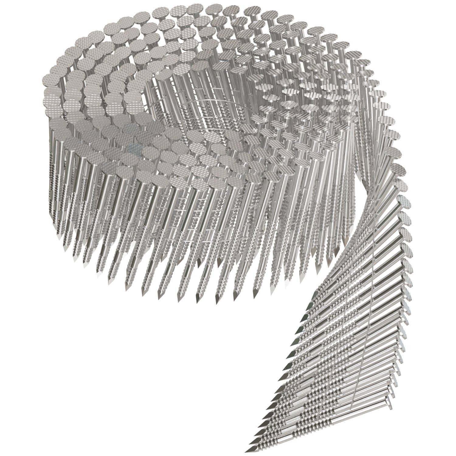 Simpson Strong-Tie T12A200PNB 15° Wire Coil, Full Round Head, Ring-Shank Decking/Framing Nail, 2-in. x .113-in. Type 316, 3600-Pack
