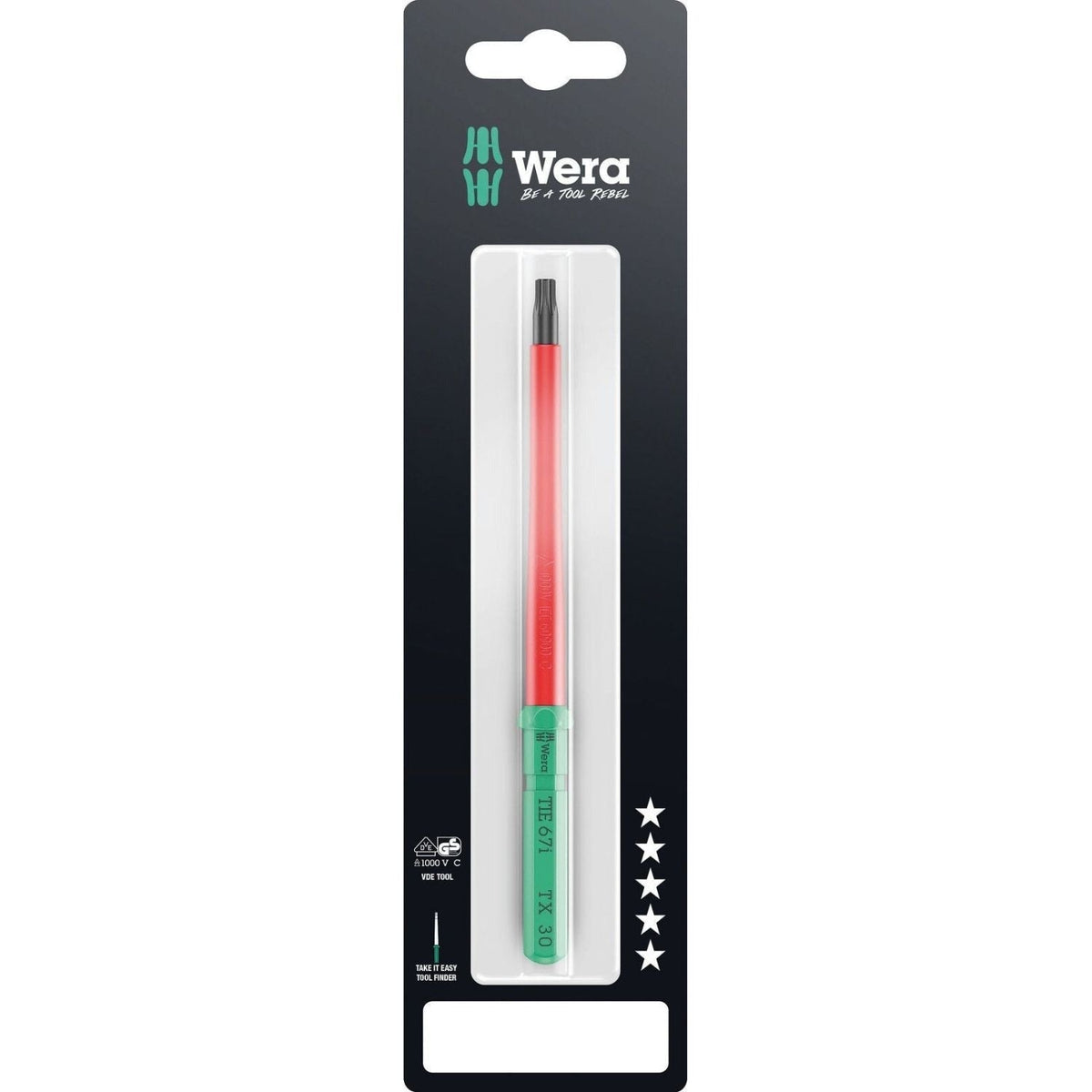 Wera Kraftform Kompakt VDE 67 I Torx Take It Easy SB, Torx 30x157-mm.