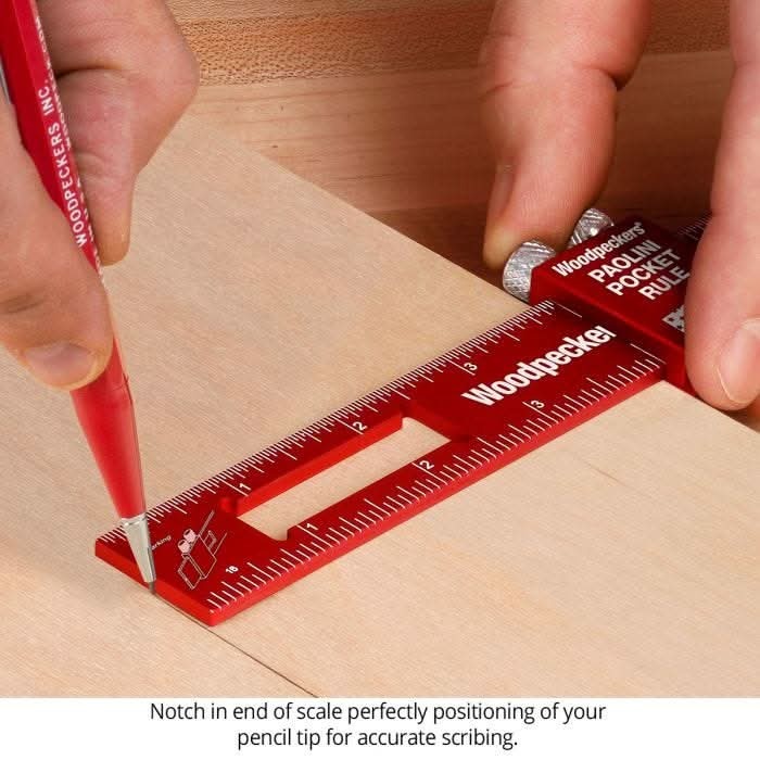 Woodpeckers PPRRI-AC 3-Piece Aluminum Paolini Pocket Rule Set w/ PPR Rack-It, Inch/Metric