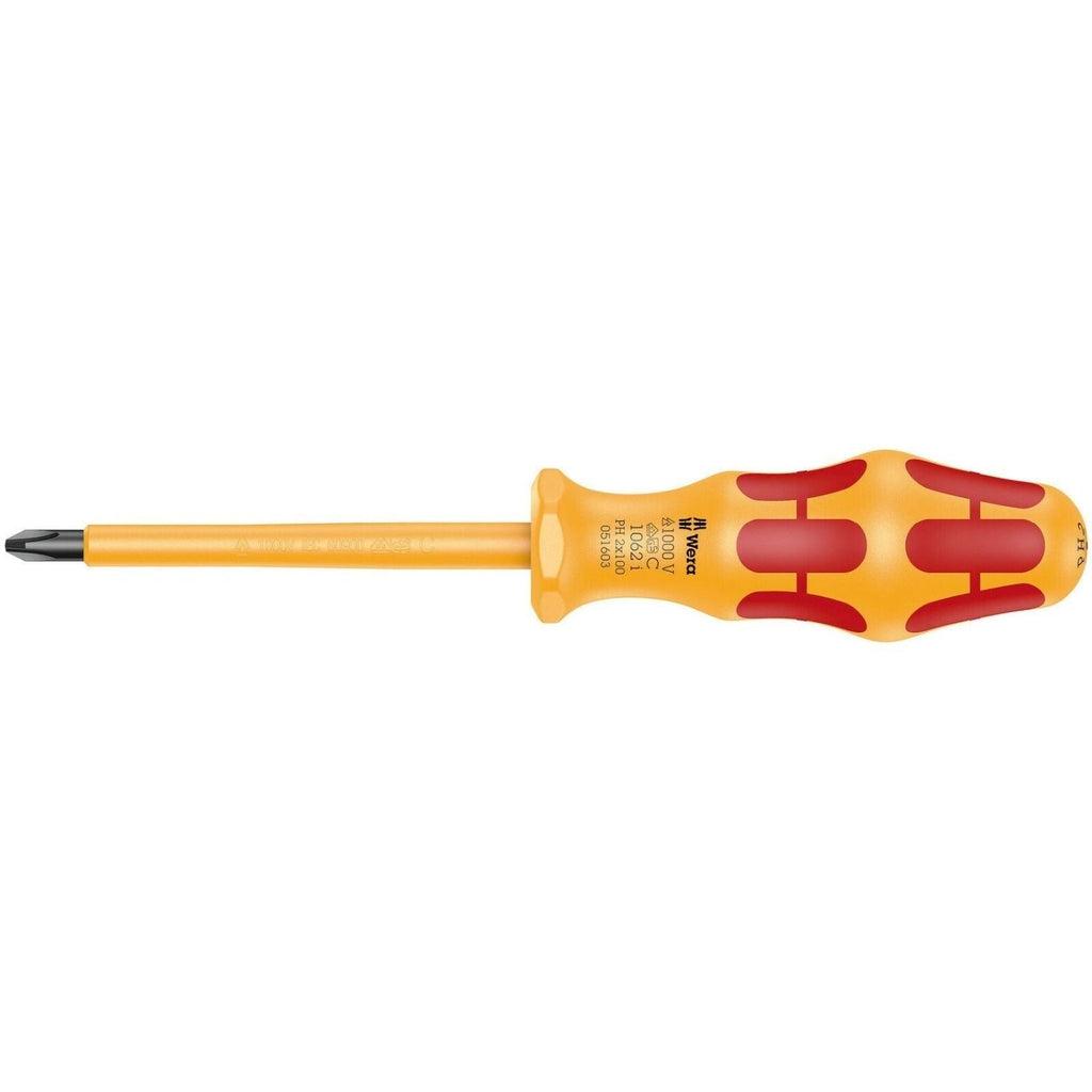 Wera 1062 I Ph Vde-insulated Kraftform Phillips-Head Screwdriver, Ph 2x100-mm.