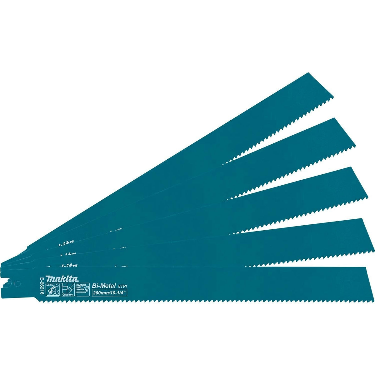Makita E-26216 10-1/4-in. Metal Pipe Cutting Recipro Saw Blade, 8-TPI, 5-Pack, GRJ03