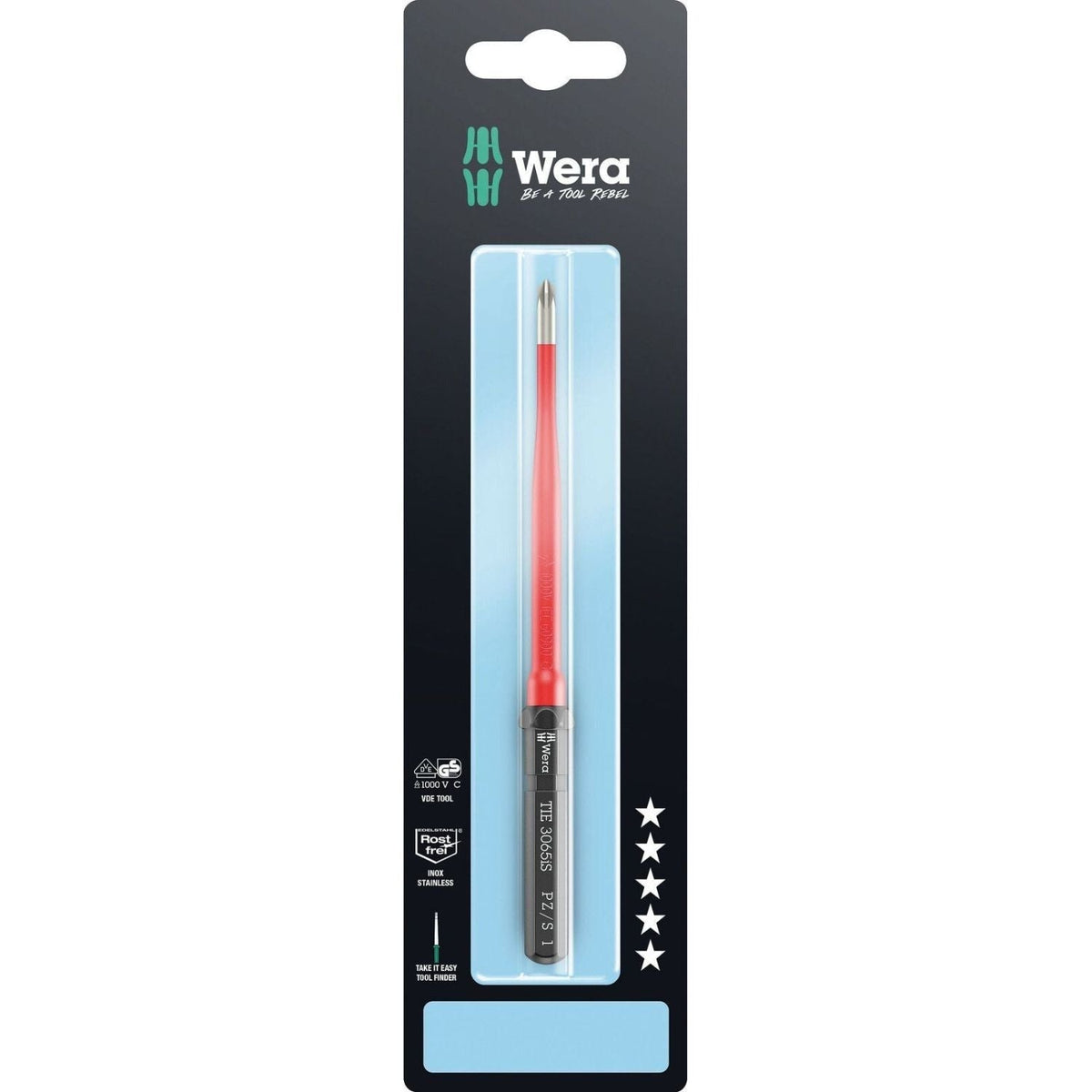 Wera Kraftform Kompakt VDE 3065 Is Pz/S Take It Easy SB, Stainless Steel, # 1x157-mm.