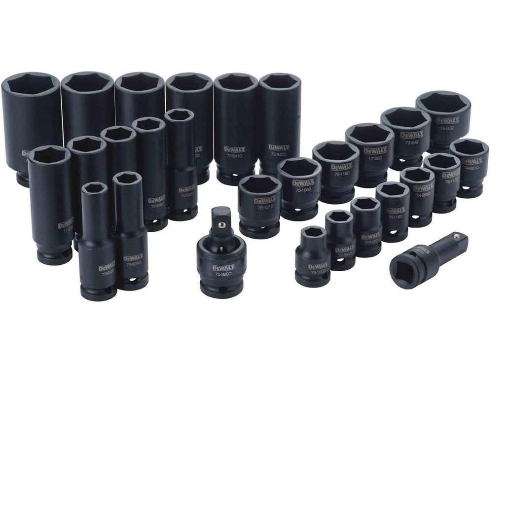 Dewalt DWMT19244 28 Piece 1/2-in Drive Standard & Deep Impact Socket Set 6 PT
