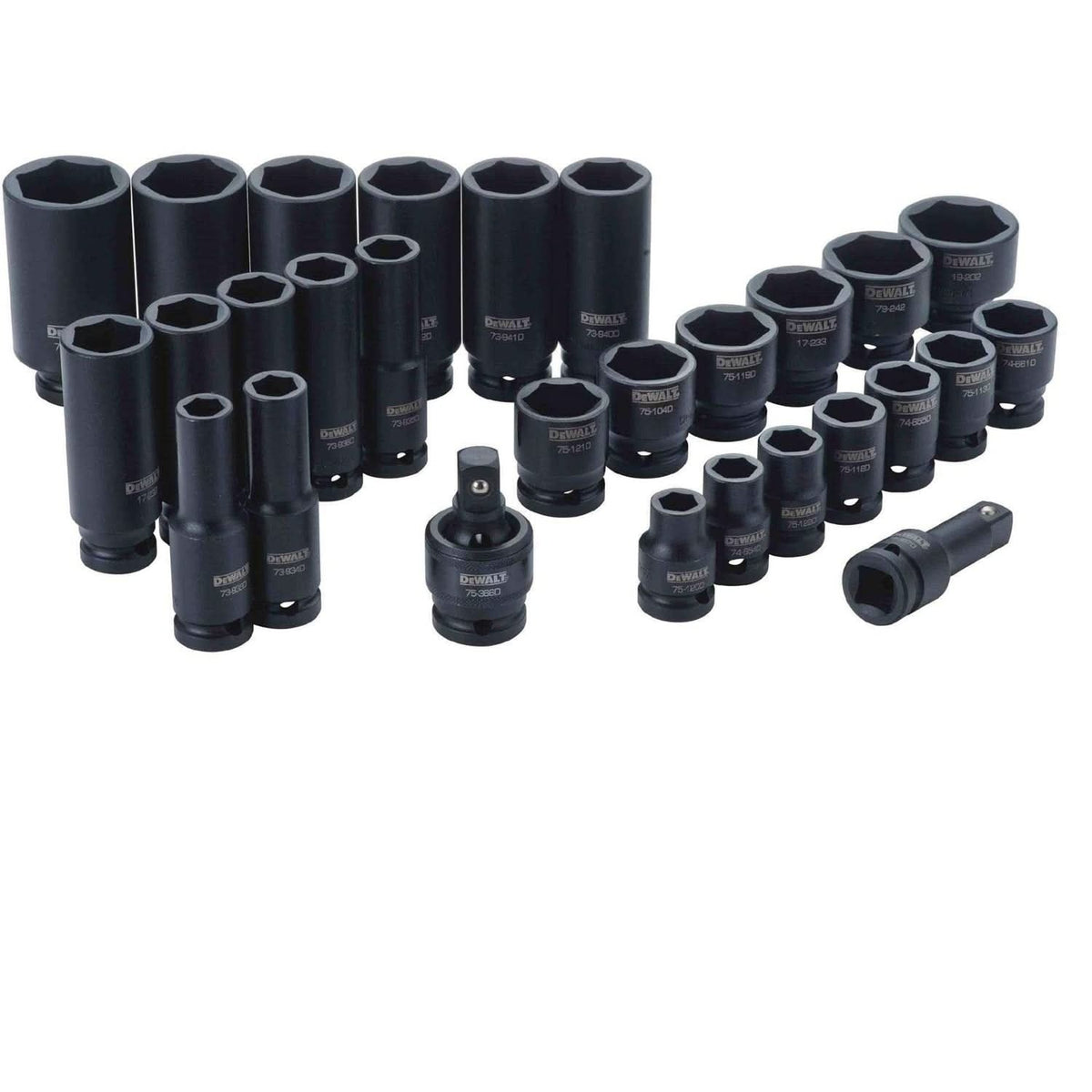 Dewalt DWMT19244 28 Piece 1/2-in Drive Standard & Deep Impact Socket Set 6 PT