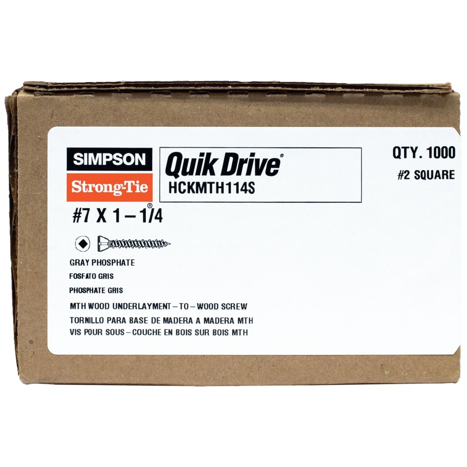Simpson Strong-Tie HCKMTH114S Strong-Drive MTH Wood Underlayment Screw (Collated), #7 x 1-1/4-in. Gr. Phosphate, 1000-Pack
