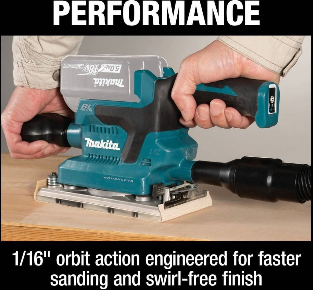 Makita XOB03Z 18V LXT Lithium-Ion Brushless Cordless 1/3 Sheet Finishing Sander, AWS Capable, Tool Only