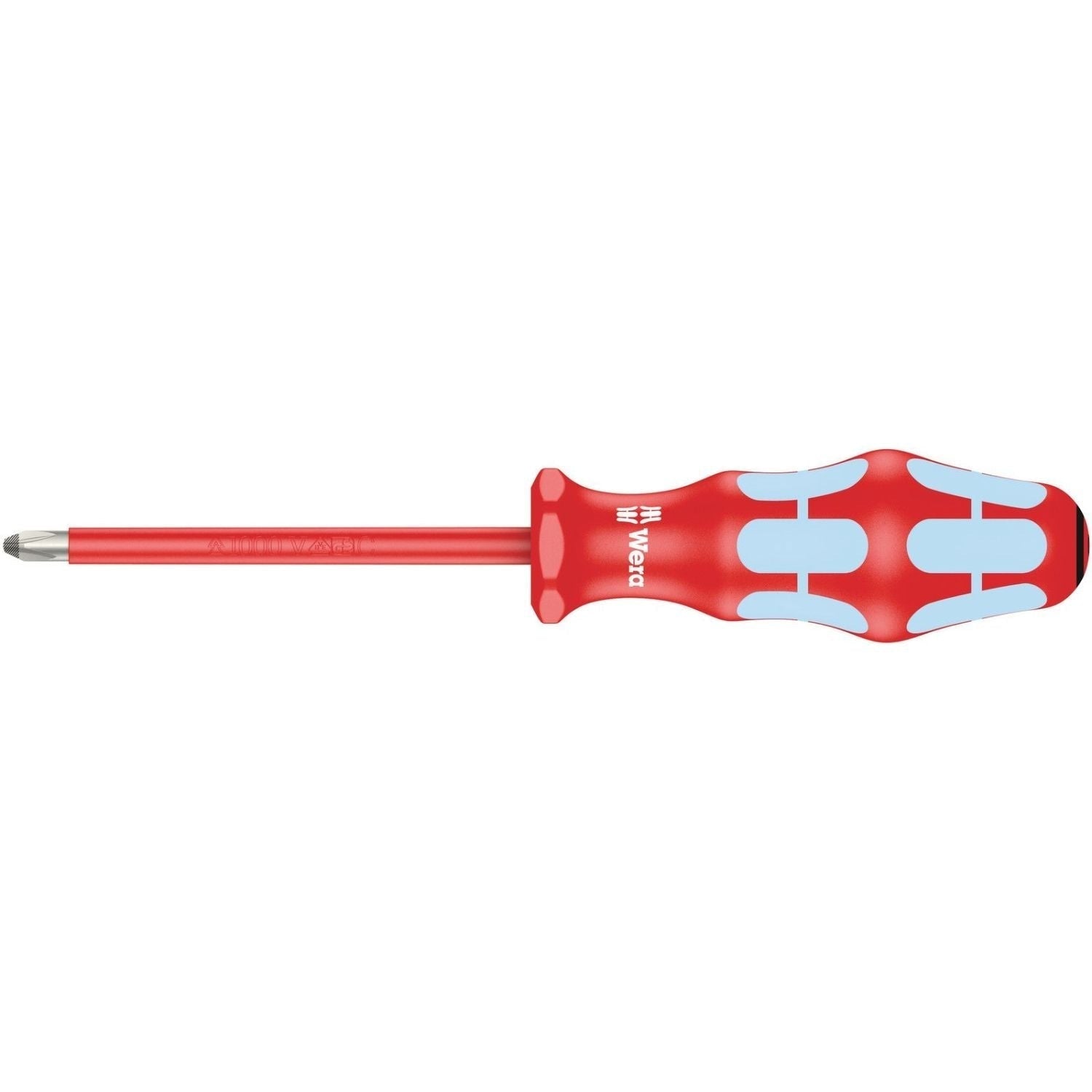 Wera 3165 I Pz VDE Insulated Screwdriver For Pozidriv Screws, Stainless, Pz 2x100-mm.