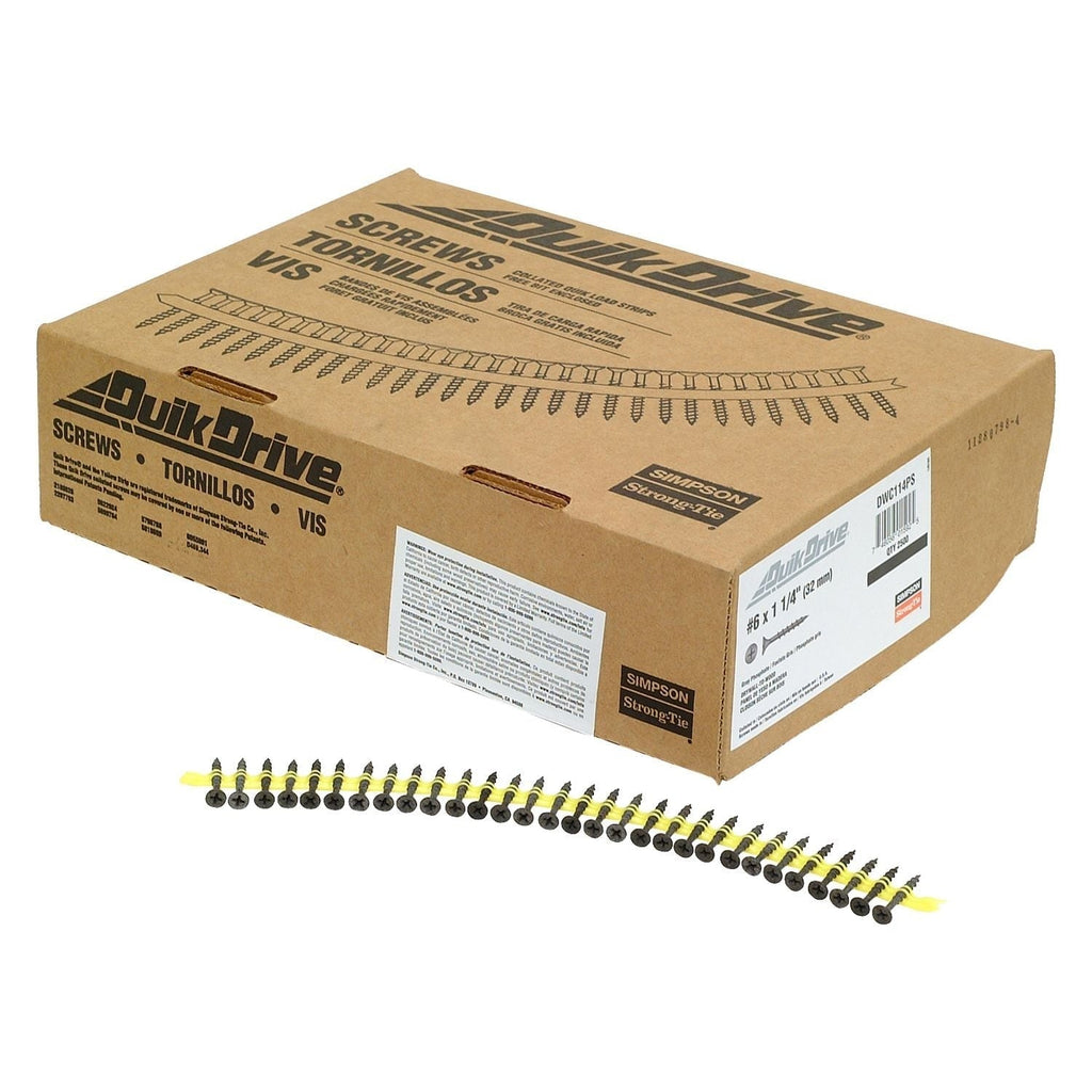 Simpson Strong-Tie DWC114PS DWC Drywall Screw (Collated), #6 x 1-1/4-in. #2 Phillips Bugle-Head, 2500-Pack