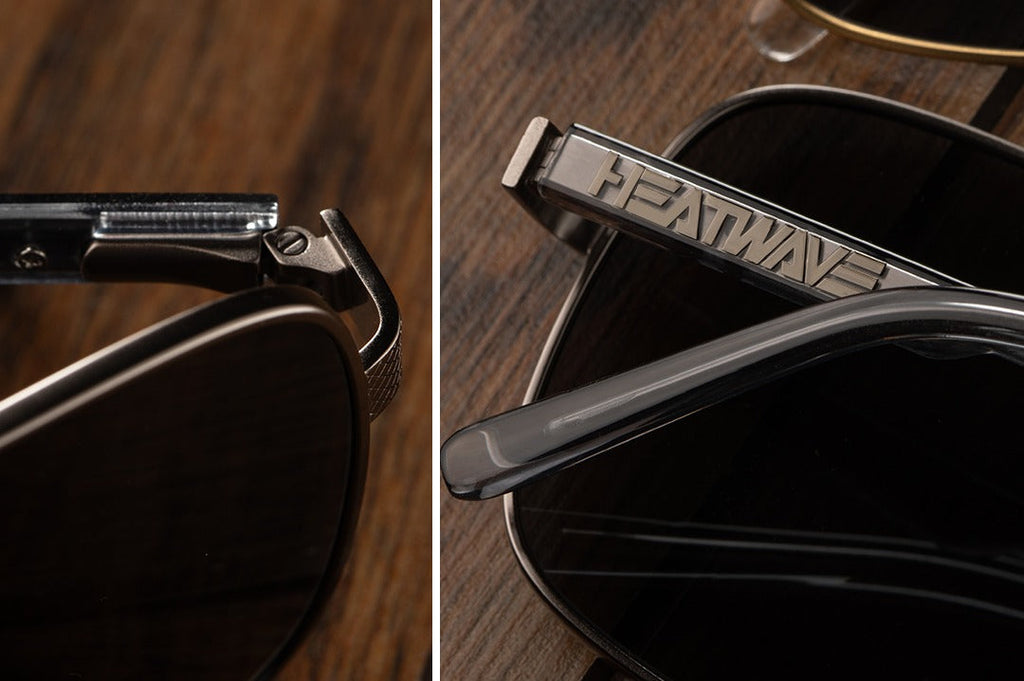 Heat Wave Nimitz Gun Metal Frame BLACK Lens Sunglasses