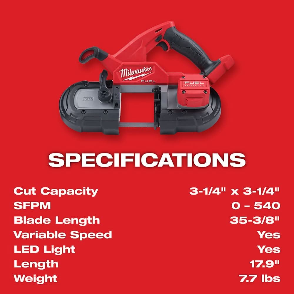 Milwaukee 2829-20 M18 FUEL Compact Band Saw with 5.0Ah Battery