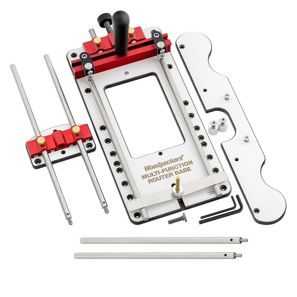 Woodpeckers MFRB-10-21 Multi-Function Router Base - Includes 10Mm And 1/4" Guide Rods And 1 Pair Of 12" Extension Rods