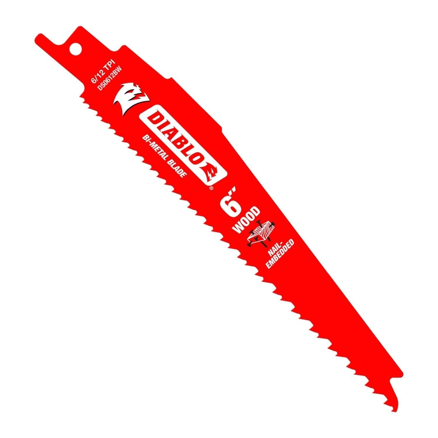 Diablo DS0612BW200 6-in. 6/12TPI Bi-Metal Reciprocating Saw Blades for Nail-Embedded Wood, 200-Pack