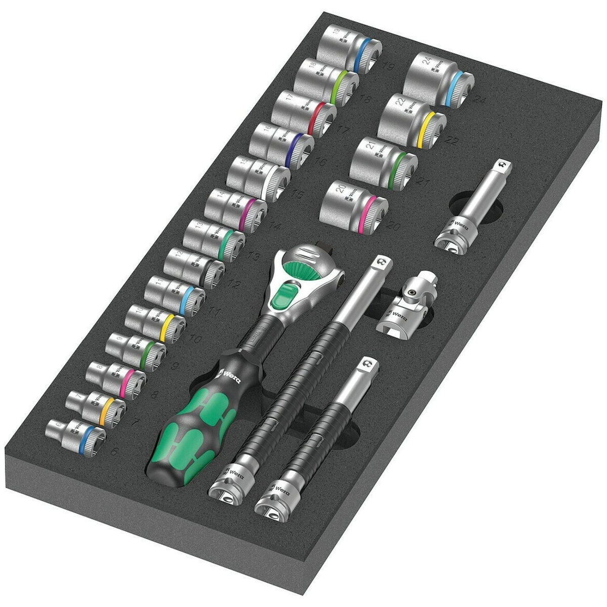 Wera 9721 Foam Insert 8000 B Zyklop 3/8-in. Ratchet Set 1, 23-Pieces