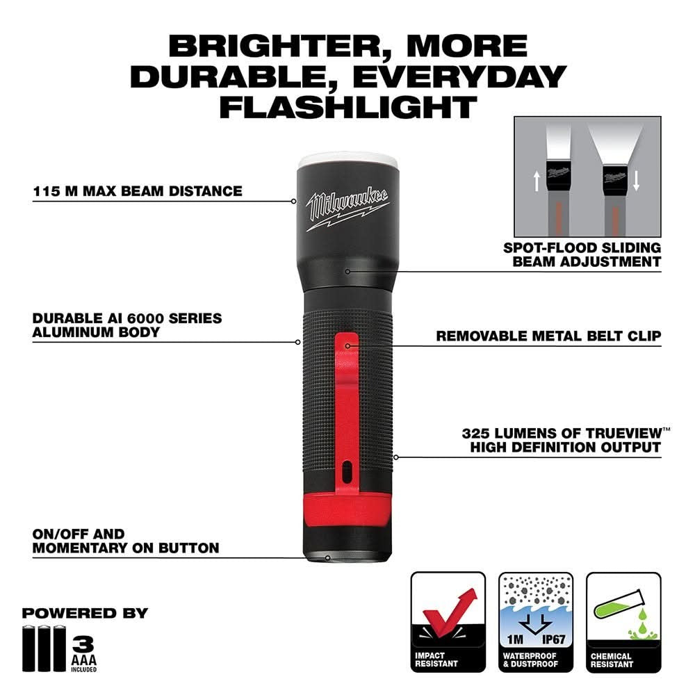 Milwaukee 2107 325-Lumen Focusing Flashlight