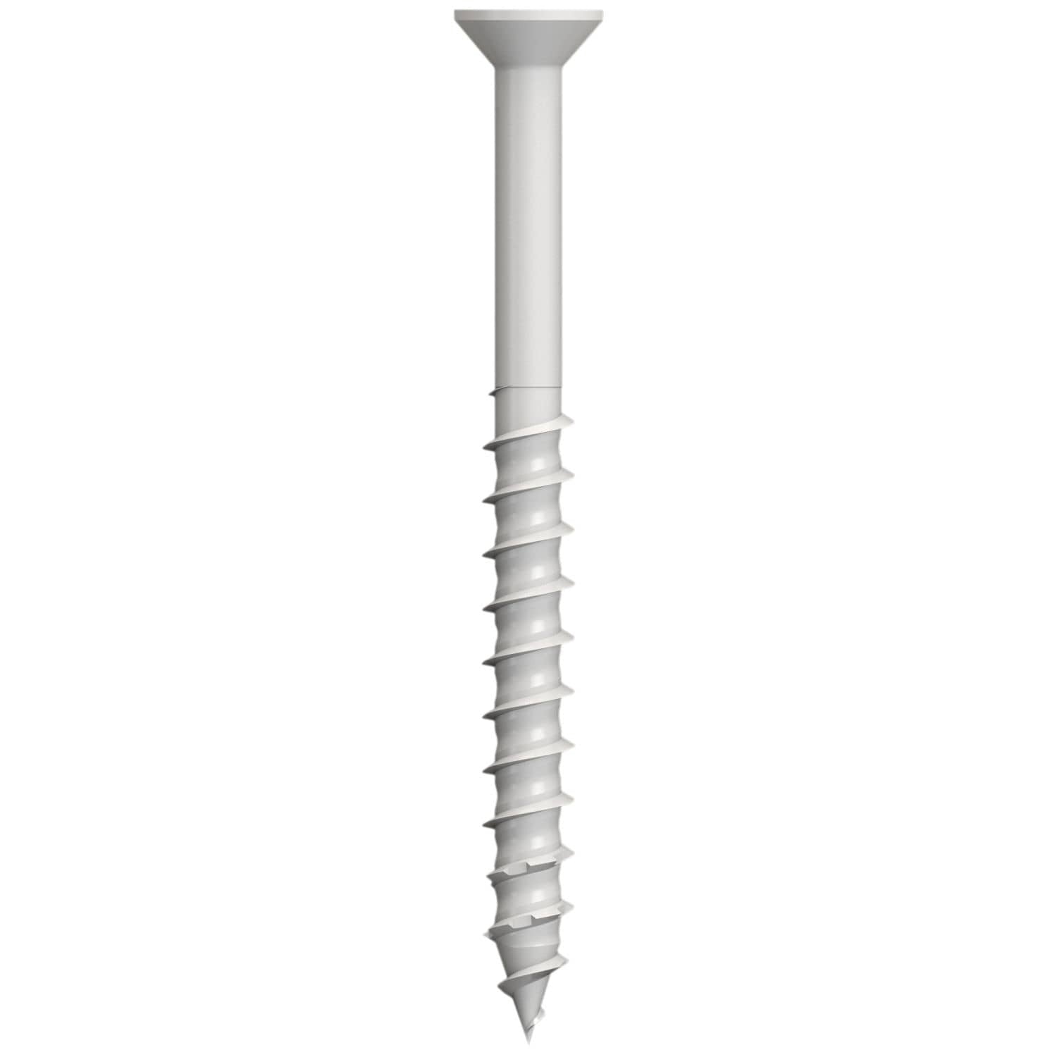 Simpson Strong-Tie TNTW25234TTR Titen Turbo, 1/4-in. x 2-3/4-in. 6-Lobe Trim-Head Concrete and Masonry Screw, White, 100-Pack