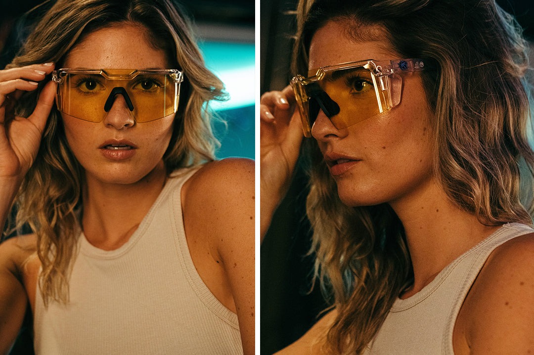 Heat Wave Future Tech Vapor Clear Frame Hi-Vis Yellow Lens Z87+ Sunglasses