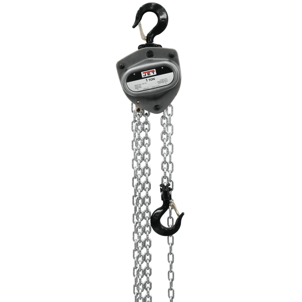 Jet 203120 L-100-100WO-20 1 Ton Hand Chain Hoist With 20-Foot Lift & Overload Protection