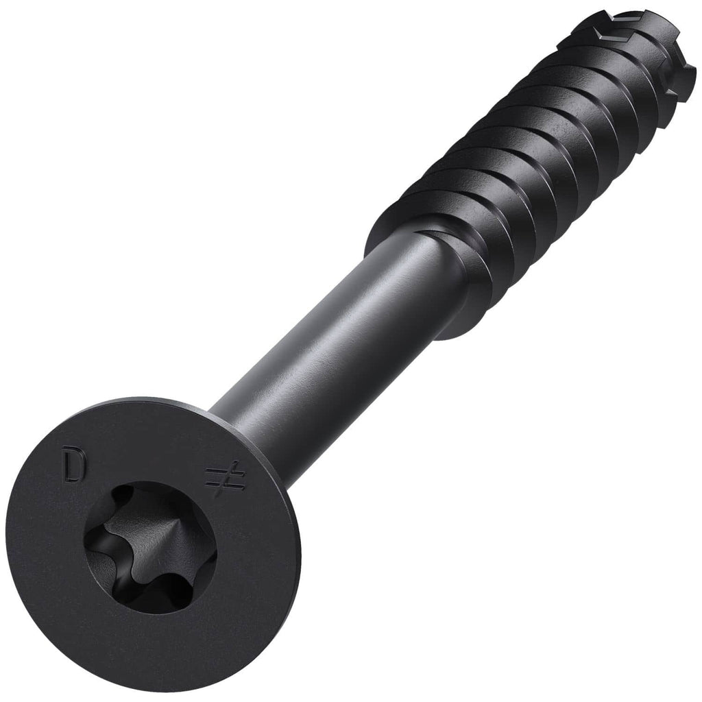 Simpson Strong-Tie TNTBL25314TF Titen Turbo, 1/4-in. x 3-1/4-in. 6-Lobe Flat-Head Concrete and Masonry Screw, Black, 100-Pack